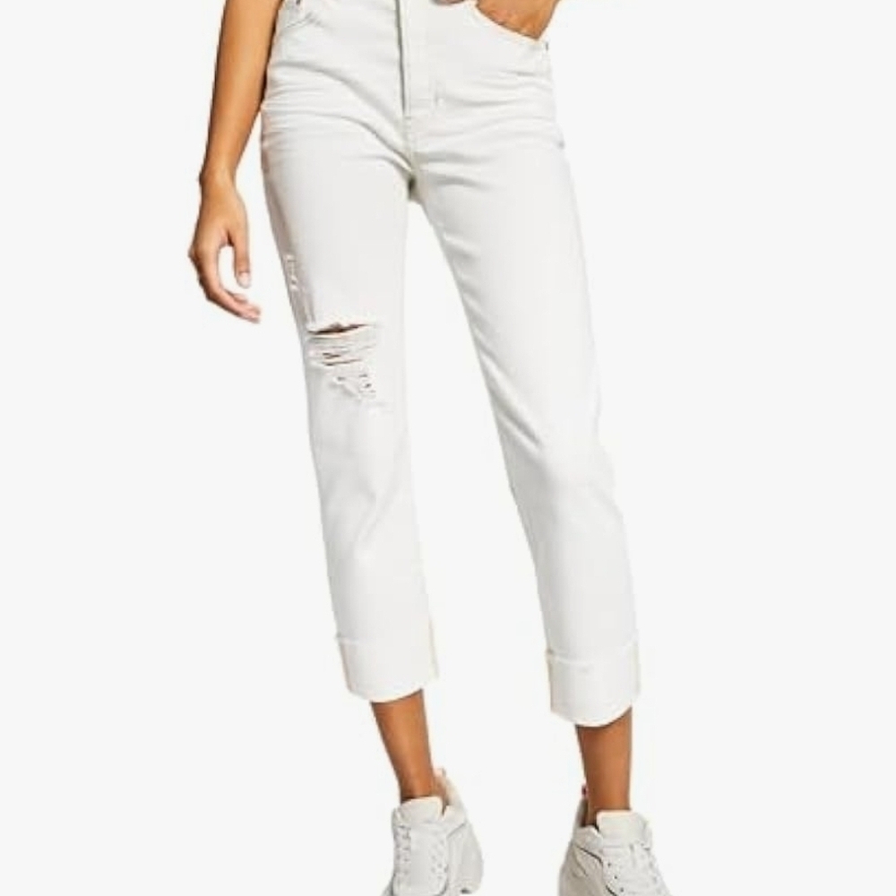 And Now This White Ankle Cropped Distressed Jeans NWT
